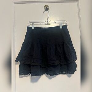 Free People Summer Nights Black Lace Boho Feminine Mini Skirt Size 8